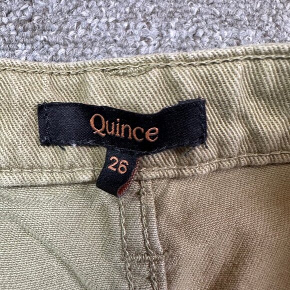 Quince Womens Organic Stretch Cotton Twill Wide-Leg Crop Pant, Olive Khaki Sz 26 - Picture 2 of 6